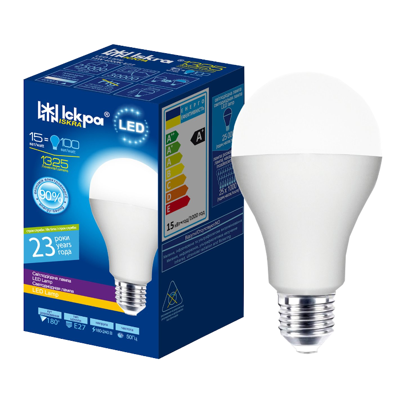 Лампа світлодіодна Іскра A60, 15Вт, E27, 4000К (5306719)